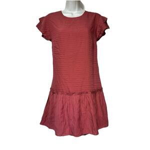 Shilla Textured Short Sleeve Tiered Lined Ruffle Dress Size S